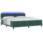 Preview: LED Boxspringbett mit Kopfteil Dunkelgrün 200 x 200 cm Samt