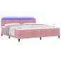 Preview: LED Boxspringbett mit LED-Lichtleisten Rosa 200 x 200 cm Samt