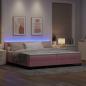 Preview: LED Boxspringbett mit LED-Lichtleisten Rosa 200 x 200 cm Samt