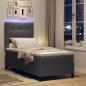 Preview: Boxspringbett mit LED-Lichtleisten Dunkelgrau 90 x 190 cm Stoff