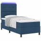 Preview: Boxspringbett mit LED-Lichtleisten Blau 90 x 200 cm Stoff