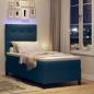 Preview: Boxspringbett mit LED-Lichtleisten Blau 90 x 200 cm Stoff
