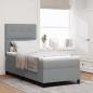 Preview: ARDEBO.de - Boxspringbett mit LED-Lichtleisten Hellgrau 100 x 200 cm Stoff