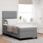 Preview: ARDEBO.de - Boxspringbett mit LED-Lichtleisten Hellgrau 90 x 190 cm Stoff