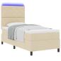 Preview: Boxspringbett mit LED-Lichtleisten Creme 90 x 190 cm Stoff