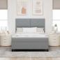 Preview: Boxspringbett mit LED-Lichtleisten Hellgrau 140 x 190 cm Stoff