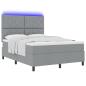 Preview: Boxspringbett mit LED-Lichtleisten Hellgrau 140 x 200 cm Stoff