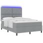 Preview: Boxspringbett mit Matratze mit LED Hellgrau 160 x 200 cm Stoff