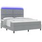 Preview: Boxspringbett mit LED-Lichtleisten Hellgrau 180 x 200 cm Stoff