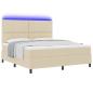 Preview: Boxspringbett mit LED-Lichtleisten Creme 180 x 200 cm Stoff