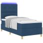 Preview: LED Boxspringbett mit Kopfteil Blau 90 x 200 cm Stoff