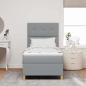 Preview: LED Boxspringbett mit Kopfteil Hellgrau 100 x 200 cm Stoff