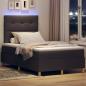 Preview: LED Boxspringbett mit Kopfteil Dunkelbraun 120 x 200 cm Stoff