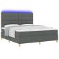 Preview: LED Boxspringbett mit Kopfteil Dunkelgrau 180 x 200 cm Stoff