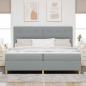 Preview: LED Boxspringbett mit Kopfteil Hellgrau 200 x 200 cm Stoff