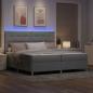 Preview: LED Boxspringbett mit Kopfteil Hellgrau 200 x 200 cm Stoff