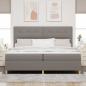 Preview: LED Boxspringbett mit Kopfteil Taupe 200 x 200 cm Stoff