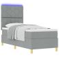 Preview: LED Boxspringbett mit Kopfteil Hellgrau 80 x 200 cm Stoff