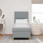 Preview: LED Boxspringbett mit Kopfteil Hellgrau 80 x 200 cm Stoff