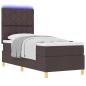 Preview: LED Boxspringbett mit Kopfteil Dunkelbraun 80 x 200 cm Stoff