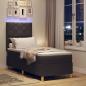 Preview: LED Boxspringbett mit Kopfteil Dunkelbraun 80 x 200 cm Stoff