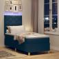 Preview: LED Boxspringbett mit Kopfteil Blau 80 x 200 cm Stoff