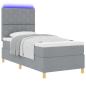Preview: LED Boxspringbett mit Kopfteil Hellgrau 90 x 200 cm Stoff