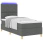 Preview: LED Boxspringbett mit Kopfteil Dunkelgrau 90 x 200 cm Stoff