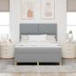 Preview: LED Boxspringbett mit Kopfteil Hellgrau 140 x 190 cm Stoff