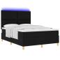 Preview: LED Boxspringbett mit Kopfteil Schwarz 140 x 200 cm Stoff