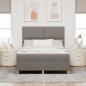 Preview: LED Boxspringbett mit Kopfteil Taupe 140 x 200 cm Stoff