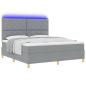 Preview: LED Boxspringbett mit Kopfteil Hellgrau 180 x 200 cm Stoff