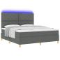 Preview: LED Boxspringbett mit Kopfteil Dunkelgrau 180 x 200 cm Stoff