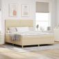 Preview: ARDEBO.de - LED Boxspringbett mit Kopfteil Creme 180 x 200 cm Stoff