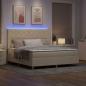 Preview: LED Boxspringbett mit Kopfteil Creme 180 x 200 cm Stoff