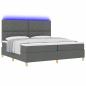 Preview: LED Boxspringbett mit Kopfteil Dunkelgrau 200 x 200 cm Stoff