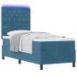 Preview: LED Boxspringbett mit Matratze Dunkelblau 80 x 200 cm Samt