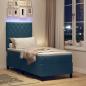 Preview: LED Boxspringbett mit Matratze Dunkelblau 80 x 200 cm Samt