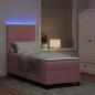 Preview: LED Boxspringbett mit Matratze Rosa 80 x 200 cm Samt