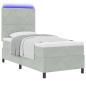 Preview: LED Boxspringbett mit Matratze Hellgrau 90 x 200 cm Samt