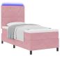 Preview: LED Boxspringbett mit Matratze Rosa 90 x 200 cm Samt