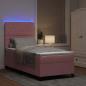 Preview: LED Boxspringbett mit Matratze Rosa 90 x 200 cm Samt