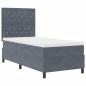 Preview: LED Boxspringbett mit Matratze Dunkelgrau 100 x 200 cm Samt