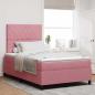 Preview: ARDEBO.de - LED Boxspringbett mit Matratze Rosa 120 x 190 cm Samt