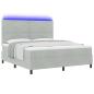 Preview: LED Boxspringbett mit Matratze Hellgrau 180 x 200 cm Samt