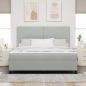 Preview: LED Boxspringbett mit Matratze Hellgrau 180 x 200 cm Samt