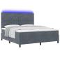 Preview: LED Boxspringbett mit Matratze Dunkelgrau 180 x 200 cm Samt