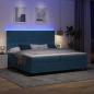 Preview: LED Boxspringbett mit Matratze Dunkelblau 200 x 200 cm Samt
