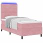 Preview: LED Boxspringbett mit Kopfteil Rosa 90 x 190 cm Samt