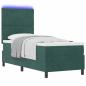 Preview: LED Boxspringbett mit Kopfteil Dunkelgrün 80 x 200 cm Samt